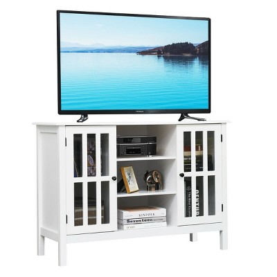 Costway Wood TV Stand Entertainment Media Center Console for TV up to 50'' White