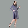 24seven Comfort Apparel Womens Long Sleeve Midi Length Fit N Flare Pocket Dress - 3 of 4