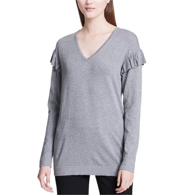 Calvin Klein Womens Ruffled Knit Sweater