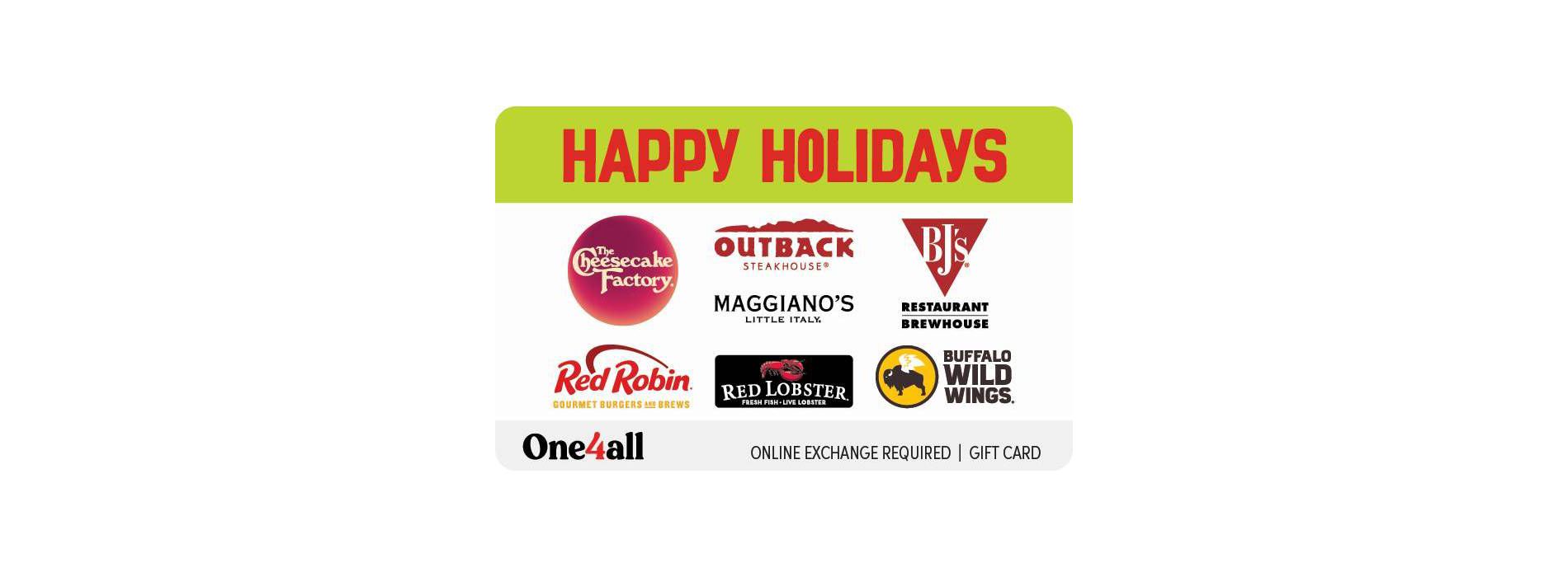 O4All Happy Holidays Dining Gift Card (Email Delivery)