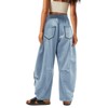 Womens Baggy Wide Leg Pants Casual Fall Trousers Palazzo Pants Drawstring Waist Barrel Sweatpants with Pockets - 2 of 3