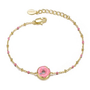 Guili 14K Gold Plated Bracelet with Pink Donut Charm Offers a Playful and Sweet Accent Perfect for Adding Fun Style to Any Casual Look - 1 of 2