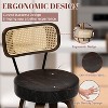 DYHOME 26 Inches Swivel Counter Height Bar Stools with PE Rattan Back, Faux Leather Upholstered Bar Chairs, Set of 2 - 3 of 4