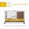 Indoor Rabbit Enclosure, on Wheels, Indoor Bunny Cage Small Animal House with Pull Out Tray Casters Ramp, 35.5" x 21" x 23" - 4 of 4