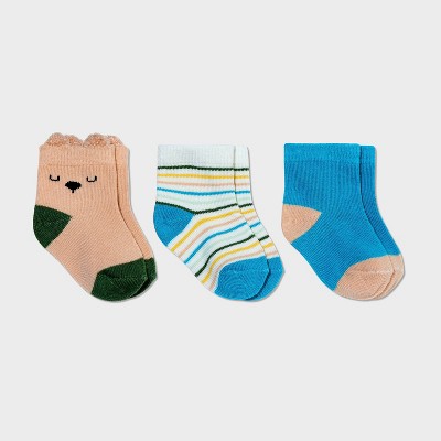 Image of Baby Boys' 3pk Socks - Cloud Island™ 0-6M