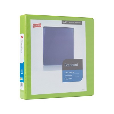 Staples Standard 1 1/2" 3-Ring View Binder Chartreuse (26440-CC) 82651