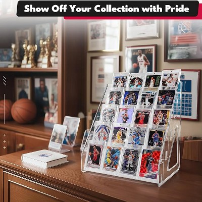 Akoasm 5-Tier Desktop Baseball & Basketball Trading Card Display Stand-Clear