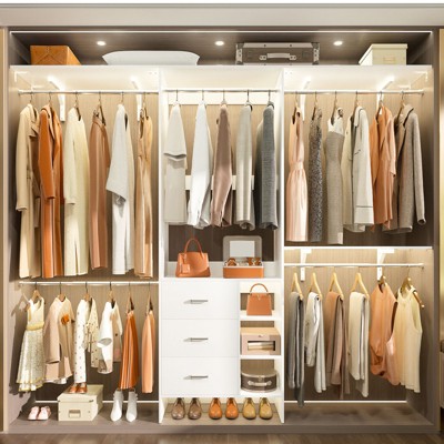 Aheaplus 96'' Wide Heavy-duty Closet Organizer System with Drawers and Tower Kit