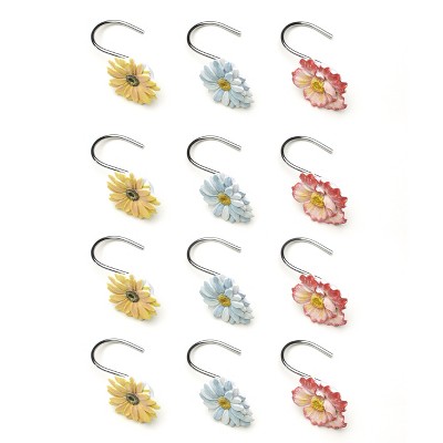 Lakeside Farm Fresh Flowers Bathroom Shower Curtain Hooks - Set of 12