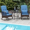 Tangkula 3 Piece Patio Rocker Set Outdoor Wicker Rocking Chairs with Double-Layer Coffee Table Rattan Rocker Chair Set with Seat Back Cushions & Pillows Beige/Gray/Blue/Red - 4 of 4