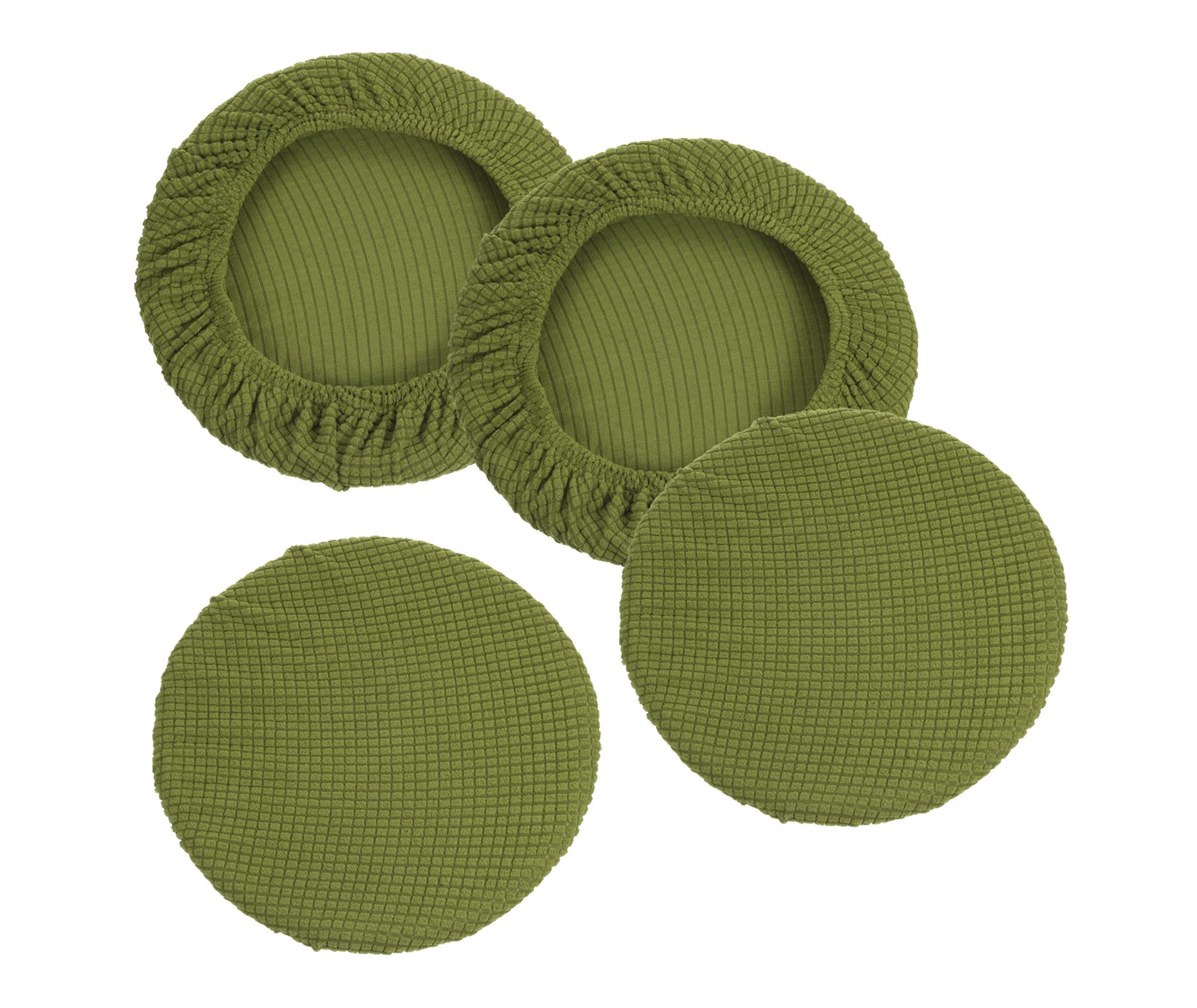 Unique Bargains Polyester Round Washable Elastic Bar Stool Cover for Dia 11"-13" Chairs 4 Pcs Lawn Green