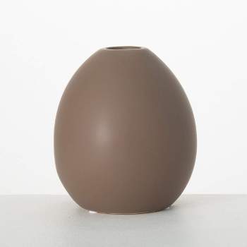 Sullivans 7.5" Modern Matte Brown Oval Vase, Ceramic