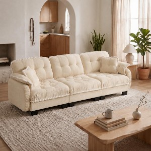 Modern 3 Seater Sofa, Tufted Sectional Couch with Deep Seat, 3