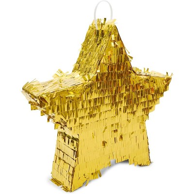 Gold Foil Star Pinata for Kids Birthday, Twinkle Little Star Baby Shower, Outer Space Party Supplies and Decorations, Small 13 x 3 inches