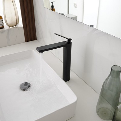 Matte Black Tall Single Handle Vessel Sink Faucet