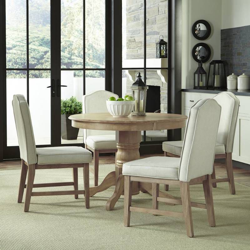 Set of 5 Michael 42&#34; Round Dining Table with Upholstered Chairs White Wash - Home Styles, 4 of 5