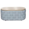 HomeRoots 41" Natural and Blue Wood And Woven Fabric Oval Coffee Table - 4 of 4