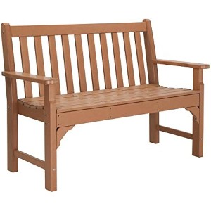 VINGLI Outdoor HDPE Bench, 49in Waterproof Poly Lumber Garden Bench, 2-3 Person Patio Bench with 800 lbs Weight Capacity for Park Yard Entryway - 1 of 4