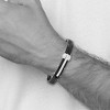 Black Bow Jewelry Men's Two Tone Stainless Steel & Black Pvc 10mm Hinged Bangle Bracelet - 3 of 4