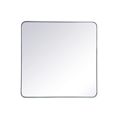 Elegant Lighting Soft corner metal rectangular mirror 36x36 inch in Silver