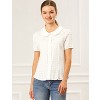 INSPIRE CHIC Women's Sweet Ruffle Trim Peter Pan Collar Button-Down Shirt - 3 of 4