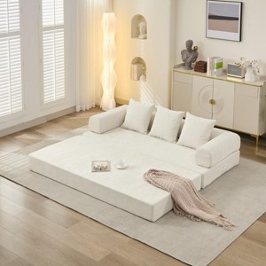 Convertible Sofa Couch Traditional Style with Tufted Cushions and 3 Accent Pillows for Living Room - 78.8"W - 3irtyhousy - 1 of 4