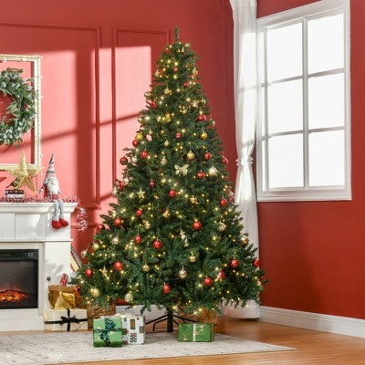 Whisen 7FT Prelit Artificial Christmas Tree with Realistic Branches, 700 LED Lights and 2154 Tips - Green