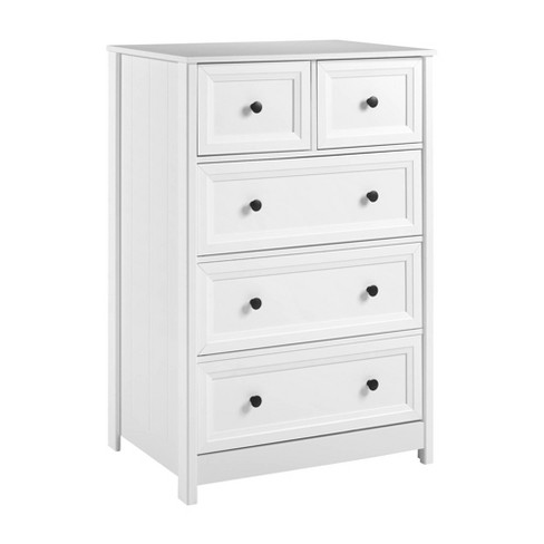 Modern Farmhouse 5 Drawer Grooved Tall Storage Dresser White