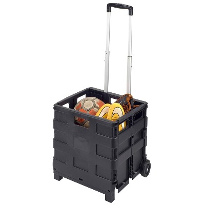 Black Collapsible Utility Cart with Extendable Handle