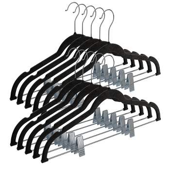 10-pack Velvet Hanger Ultra-Thin Black Hangers with Clips Non-slip for Skirts and Pants Hangers- Homeitusa