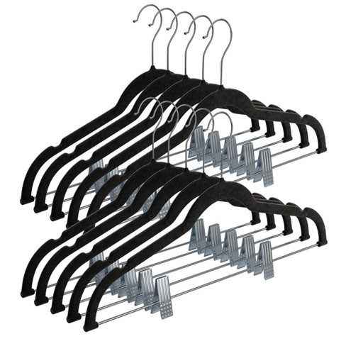 10-pack Velvet Hanger Ultra-thin Black Hangers With Clips Non-slip For  Skirts And Pants Hangers- Homeitusa : Target