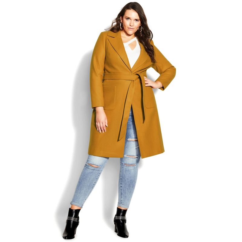 Women's Plus Size Abigail Coat - caramel | CITY CHIC, 3 of 7
