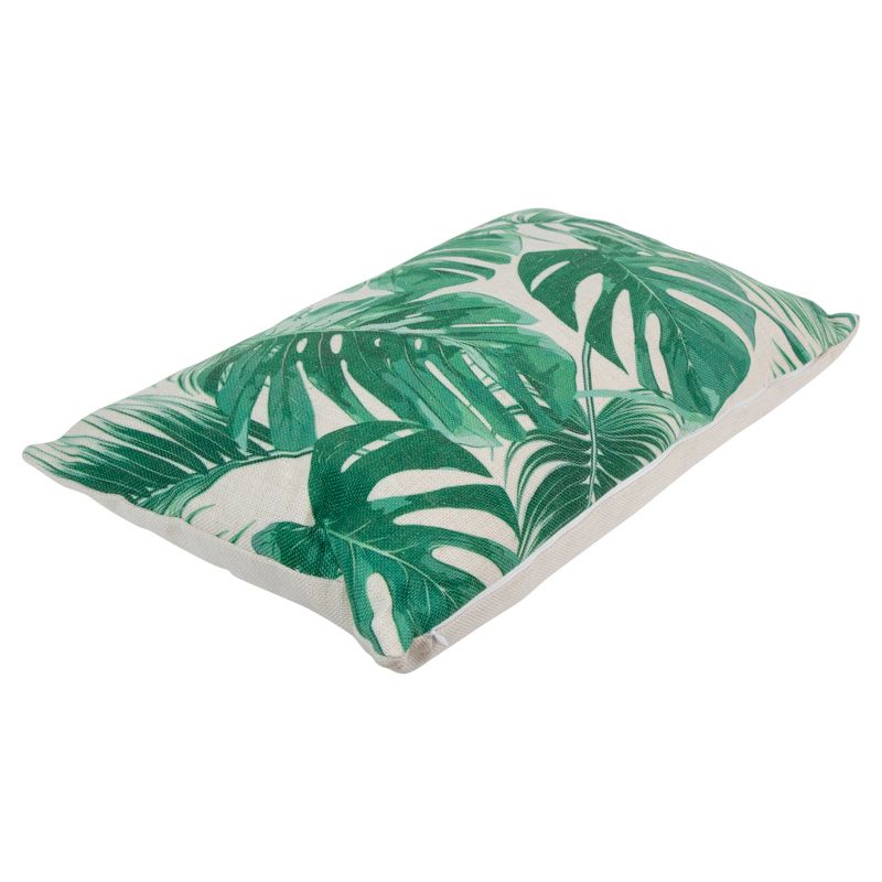 Northlight 11" x 19" Rectangular Tropical Leaves Linen Indoor Throw Pillow - Green, 3 of 6