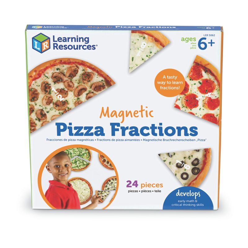Learning Resources Magnetic Pizza Fractions, Fraction Games for Kids, 24 Pieces, Ages 6+, 4 of 6