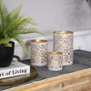 Northlight Laser-Cut Iron Votive Candle Holders - 6.25" - White and Gold Finish - Set of 3 - 2 of 4