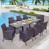 Captiva Designs 9pc Outdoor Patio Expandable Steel Dining Table & & Crescent Arm Rattan Chairs - 2 of 4
