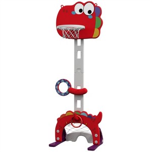 TopComfy Kids Basketball Hoop Dinosaur Themed 5 In 1 Design Adjustable Height for Toddlers 3-6 Indoor Outdoor Play, Red, 49.21"*40.16"*22.05" - 1 of 4