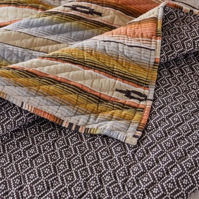 Twin Brown Microfiber Reversible Southwestern Quilt Set