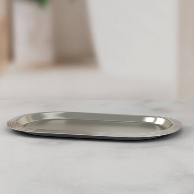 Brushed Pewter Metal Freestanding Organizer Tray