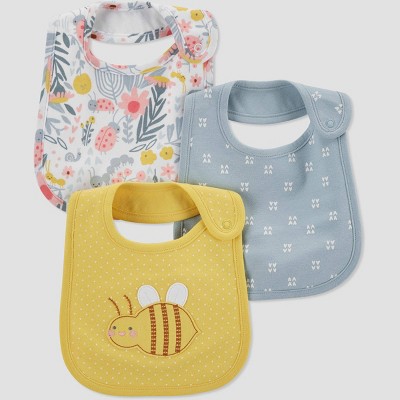 Baby Girls' 3pk Bee Bib - Just One You® made by carter's Yellow