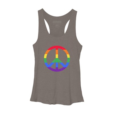 Adult Design By Humans Rainbow Pride and Peace Sign By JuanMedina Racerback Tank Top