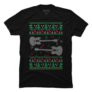 Men's Design By Humans Guitar Christmas By sophialada T-Shirt - 1 of 4