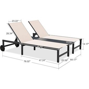 PURPLE LEAF Outdoor Double Chaise Lounge Aluminum Lounge Chairs with Adjustable Backrest Tanning Daybed Reclining Loveseat for Pool Beach Garden Patio - 1 of 1