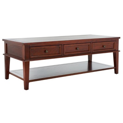 Transitional Sepia Brown Wood Coffee Table with 3 Drawers