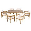 7-PCS Wood Outdoor Patio Dining Sets with Dining Table & 6 Armchairs with Backrest,Outdoor Dining Furniture for Backyard or Porch-Maison Boucle - 3 of 4