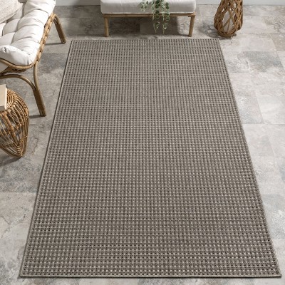 Gray Geometric Synthetic Flat Woven Rectangular Area Rug, 4' x 6'