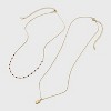 14K Gold Dipped Beaded Initial Necklace Set 2pc - A New Day™ Gold/Marron - 2 of 4