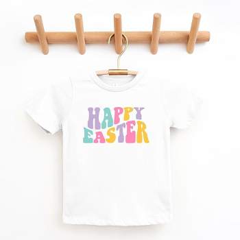 The Juniper Shop Happy Easter Wavy Colorful Toddler Short Sleeve Tee