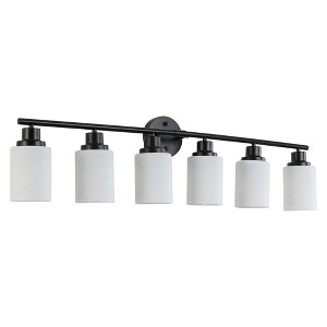 Dolonm Modern Vanity Bathroom Mirror Light, Frosted White Glass with Black Iron Frame - 1 of 4