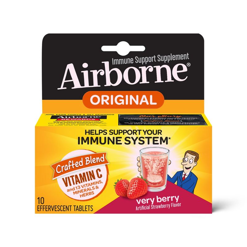 Airborne Immune Support Effervescent Tablets with Vitamin C &#38; Zinc - Very Berry - 10ct, 1 of 11